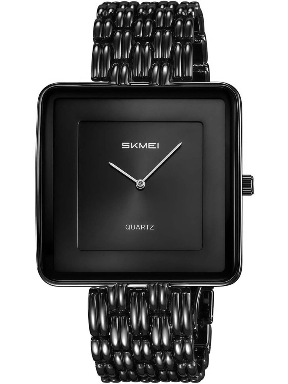 Men's Black Square Fashion Minimalist Quartz Casual Analog Classic Wrist Watch